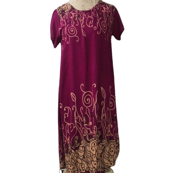 Fajar👗Maroon Muumuu batik Dress Size M/L - Picture 1 of 6